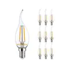 Voordeelpak 10x Noxion Lucent LED E14 gebogen punt Kaars Filament Helder 2.5W 250lm - 827 Zeer Warm Wit | Vervangt 25W